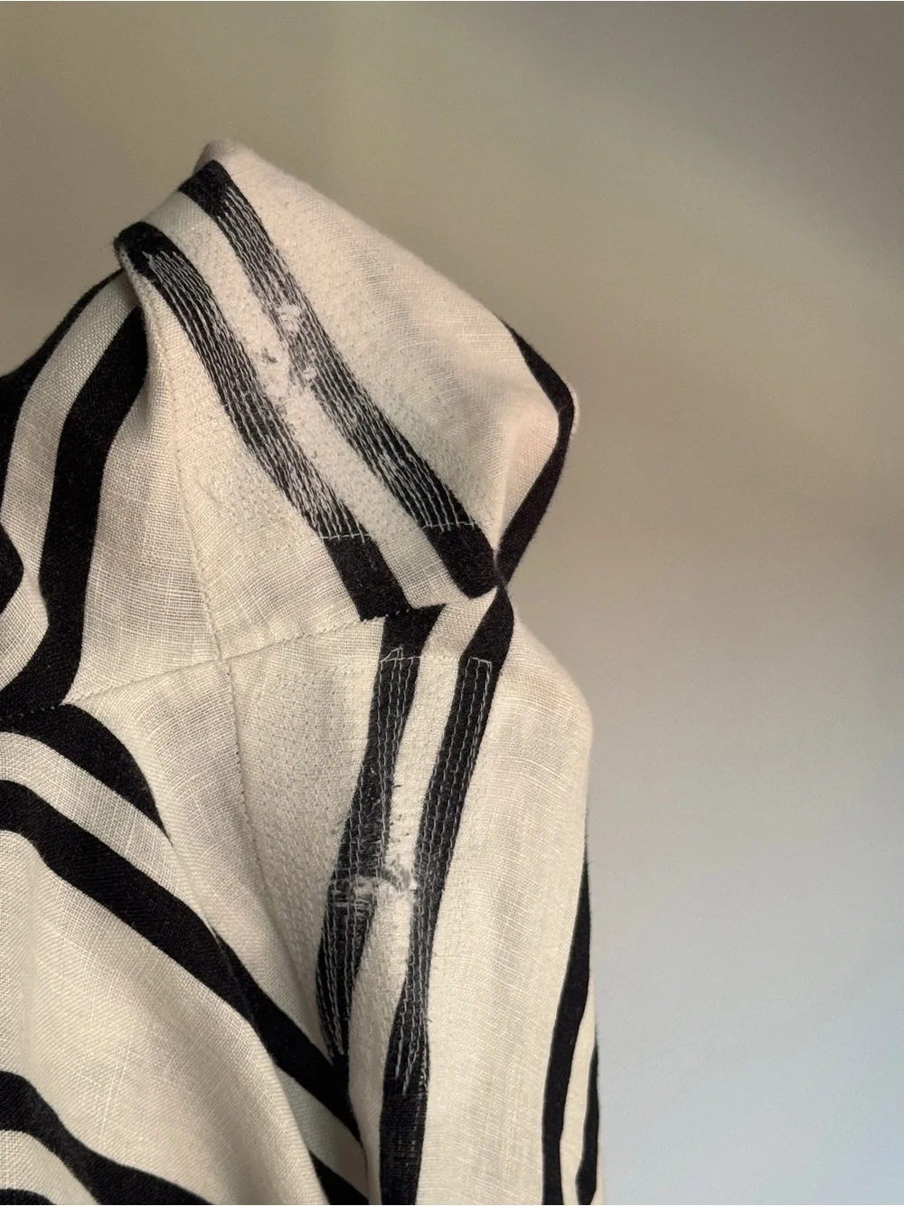 Reformation Black & White High-Waist Wide Leg Linen Pants